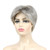 Wiginway Short Curly Full Synthetic Wigs with Bangs Natural Looking Hair Light Gray with Dark Roots