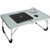 Jucaifu Foldable Laptop Table Bed Desk Breakfast Serving Bed Tray Portable Mini Picnic Table  and  Ultra Lightweight Folds in Half with Inner Storage Space Silvery