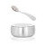 Avanchy Baby Stainless Steel Suction Bowl  and  Spoon - Stainless Steel Kids Bowls - Suction Bowls With Lids - Silicon Suction - Stay Put Bowl White
