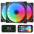 GIM KB-21 RGB Case Fans 3 Pack 120mm Quiet Computer Cooling LED Fan for PC case and CPU Cooler Colorful Rainbow Speed Adjustable Cooler with Hub