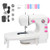 Mini Sewing Machine Portable Electric Sewing Machine for Beginners Lightweight Repairing Tailor Machine with Extension Table Lighting Function Foot Pedal Bobbins Threader WHITE