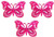 Umama Patch Set of 3 Cute Pink Butterfly Animal Wild Iron On Sew On Applique Patches Butterfly Cartoon Embroidered Badge Patch Decorative Repair Craft