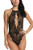 ADOME Women Lingerie Teddy Deep V Halter One Piece Babydoll Mini Lace Bodysuit Black