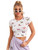 SweatyRocks Womens Basic Short Sleeve Round Neck Crop Top Butterfly Print T Shirt White XS