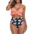 Cotrios Women Two Pieces High Waisted Ruffle Bikini Set Flounce V Neck Swim Top and Printed Swimwear Bottoms Tummy Control Bathing Suit Beach Swimsuit