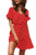 MISSLOOK Womens Polka Dot Button Down Dress Boho V Neck Short Sleeve Shift Dress Ruffle Mini Dresses with Belt _ Red XL