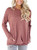 Womens Sweatshirts Long Sleeve Pullover Tshirt Pockets Casual Loose Blouse Tops BRD_L  Brick_red