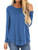 TEMOFON Womens Tops Long Sleeve Crew Neck Top Casual Loose Soft Blouse Tunic T_Shirts Blue L