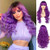 Women Ombre Purple Wig with Bangs Long Curly Wavy Synthetic Heat Resistant Halloween Costume Cosplay Hair Wig with Wig Cap