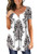 Mystry Zone Women Floral Print V Neck Button Decor Peasant Summer Swing Tunic Tops Shirts White XL