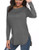 Herou Womens Fall Long Sleeve Side Split Loose Casual Pullover Tunic Tops Heather Grey Medium