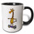 3dRose 224780_4""Funny Yellow Giraffe Playing Saxophone Modern Abstract Art" Ceramic Mug 11 oz Black