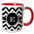 3dRose 222067_5 Black And White Chevron Monogram Initial E Mug 11 oz Red