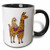 3dRose mug_270098_4 Funny Cute Sloth Riding Llama Cartoon Ceramic, 11oz, Black/White