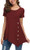 VIISHOW Womens Short Sleeve Casual Round Neck Loose Tunic Top Blouse T_Shirt with Buttons  Wine Red_XX_Large
