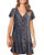 Chuanqi Womens Polka Dot V Neck Button Down Ruffles Casual Loose Swing Short Mini T_Shirt Dress X_Large_ Z_navy