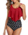 Tempt Me Women Red Polka Dot Bikini Swimsuit Ruffled Flounce High Waisted Tankini Ruched Retro Two Piece Bathing Suit S