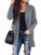 ZESICA Womens Long Sleeves Open Front Leopard Print Knitted Sweater Cardigan Coat Outwear with Pockets_L_Solidmidgrey