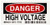Brady 89173 2-14 Height 4-12 Width B-302 High Performance Polyester Black And Red On White Color Admittance Sign Legend Danger High Voltage