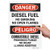 SmartSign - U9-1235-ND-10x14 Danger - Diesel Fuel No Smoking No Open Flames Bilingual Label  10 x 14 Laminated Vinyl BlackRed on White