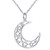 S925 Sterling Silver Stars Crescent Moon Pendant Necklace for Women Girl 18