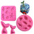 4 Pack Mermaid Tail Seashell Silicone Jelly Sugar Chocolate Fondant Molds