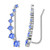 7 Crystals Ear Cuffs Hoop Climber S925 Sterling Silver Earrings Hypoallergenic Earring Blue