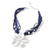 Shop LC Delivering Joy Multi Strand Faux Leather Navy Silvertone Station Jasmine Flower Necklace Pendant for Women Fashion Jewelry 18-20