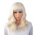 BERON 16 Womens Short Curly Wavy Wig with Bangs Synthetic Hair Party Wigs Wig Cap Included New Blonde