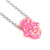 Kaletine Hamsa Hand of Fatima Necklace Sterling Silver Pink Synthetic Opal Pendant 11x13mm Cable Chain 161718