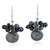 Cultured Freshwater Black Pearl Disco Cluster _925 Sterling Silver Dangle Earrings