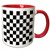3dRose mug_154527_5 Black and White Pattern-Checkered Checked Squares Chess Checkerboard Ceramic, 11 oz, Red/White