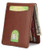 Mens Leather Wallet Slim Front Pocket Wallet Billfold ID Window RFID Blocking - Brown02