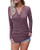 OUGES Womens Long Sleeve V-Neck Button Causal Tops Blouse T ShirtRedXL