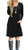 AUSELILY Womens Long Sleeve Pleated Loose Swing Casual Dress with Pockets Knee Length XS Black