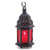 Gifts & Decor Red Glass Metal Moroccan Candle Holder Hanging Lantern
