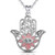 EUDORA Evil Eye Sterling Silver Hamsa Hand of Fatima Khamsa Necklace Pendants for Mother Gifts for Her 18 Pink