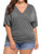 Plus Size Women V Neck Wrap Front Drape Tops Short Sleeve Pleated Waist Shirt Blouse Grey
