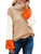 Womens Turtleneck Sweater Color Block Casual Long Sleeve Loose Chunky Knit Pullover Tops Orange