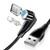 FEIKU 360 and  180Rotation 3 in 1 Magnetic Data Cable 3A Fast Charging  and  Data Transfer USB Magnetic Cable Magnetic Charging Cable with Micro USB I-Product and Type C Smartphones Black3_3ft