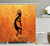 Ambesonne Kokopelli Decor Collection, Kokopelli Southwestern Style Native American Indian Ancient Belief Picture Art, Polyester Fabric Bathroom Shower Curtain Set with Hooks, Orange Black
