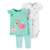 Carters 3-Piece Flamingo Tee  and  Gingham Pant Set 9 Months MintWhite