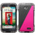 Asmyna Candy Skin Cover for LG MS323 Optimus L70 - Retail Packaging - Black/Hot Pink