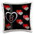 3dRose Modern Geometric black Red Grey Hearts Pattern Monogram Letter C-Pillow Case, 16 by 16" (pc_215194_1)