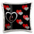 3dRose Modern Geometric Black Red Grey Hearts Pattern Monogram Letter E-Pillow Case, 16 by 16" (pc_215196_1)