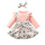 Baby Girls Clothes Suspender Skirt Sets Long Sleeve Ruffled TopsFloral DressHeadband Fall Outfits 0-24 Months A-Pink 9-12 Months
