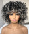 Annivia Ombre Grey Short Afro Curly Wigs with Bangs for Women Kinky Curly Hair Wig for Black Women Big Bouncy Fluffy Curly Wig