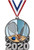 Crown Awards Racquetball Medals - 3 Silver Double Action 2020 Racquetball Medal Award Includes Red White and Blue Neck Ribbon 1 Pack Prime