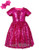 ANATA Girls Sparkle Party Dress Summer Bridesmaid Wedding Gown for Toddler Baby Sequin Short Sleeve Princess Dresses Solid Color Christmas Thanksgiving Day Hot Pink 02 6-7Years