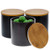 Juvale Black Ceramic Canisters with Bamboo Lids for Kitchen 4 x 4_13 Inches 3 Pack